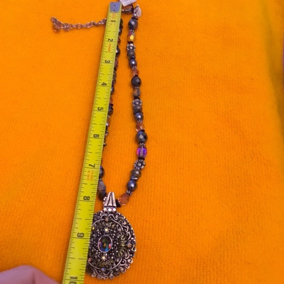 Chico’s Multi Color Glass & Pewter Beaded Necklace up to 19” With Pendant NWT - Picture 7 of 8